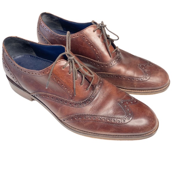 Cole Haan ✈︎ Madison Leather Wingtip Oxford Brogue Dress Shoe ✈︎ Mahogany Brown - Picture 3 of 16